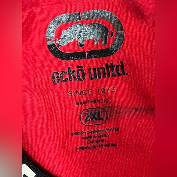 Ecko Unltd RED black white SPELLOUT T Shirt World Famous Rhino Brand men 2XL Art - Picture 9 of 16